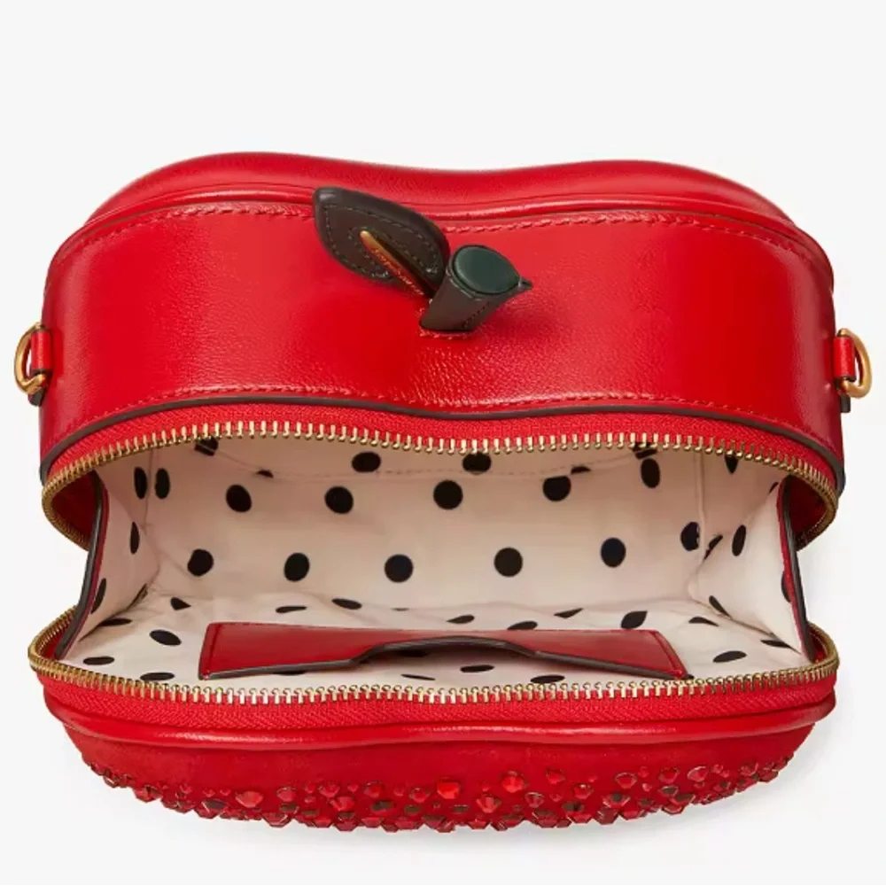Kate Spade NWT Big Apple Embellished 3d Crossbody Red Beaded Novelty Apple Purse - Picture 15 of 17